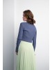 Grayish blue short merino cardigan Tasya