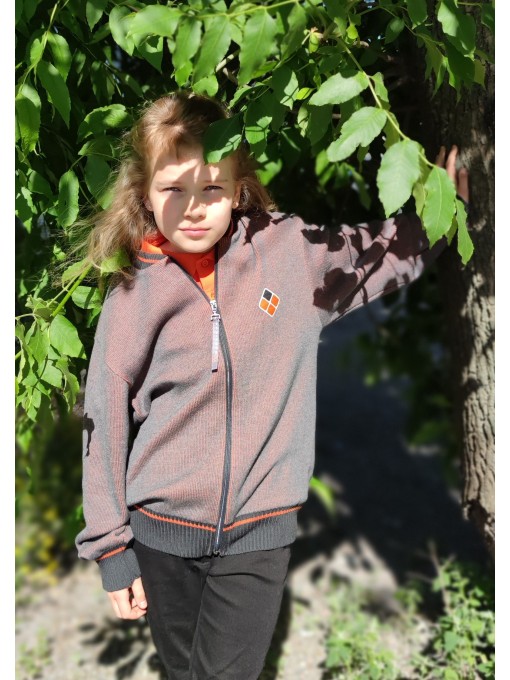 Zippered bomber jacket for Kids TERA Pikky /Light-grey+orange