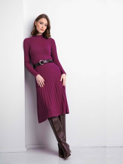 Malyn burgundy merino wool dress