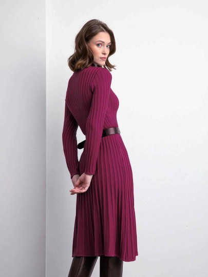 Malyn burgundy merino wool dress