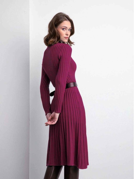 Malyn burgundy merino wool dress