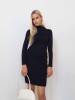 Domino black merino wool dress