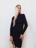 Domino black merino wool dress