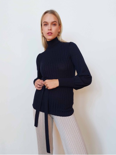 Maalin navy blue merino wool sweater