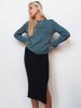 Riva dark blue merino wool skirt