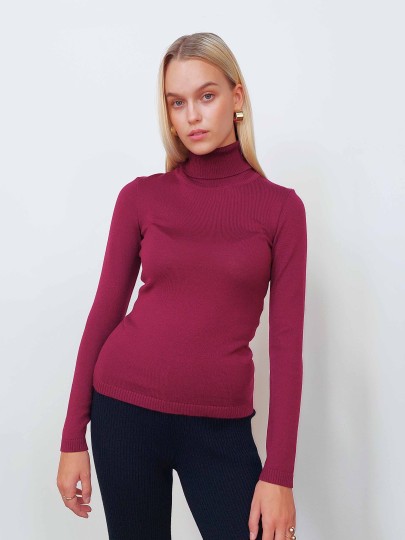 Marin dark pink merino wool sweater