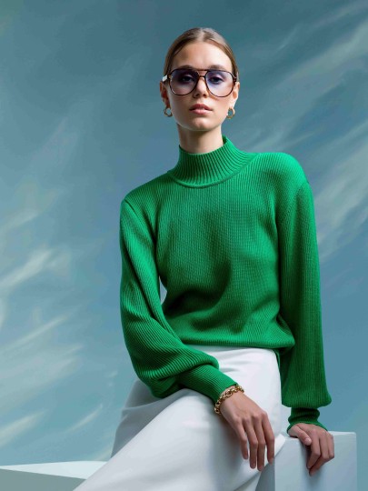 Mirja green merino wool sweater