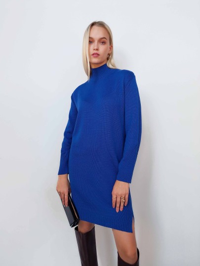 Mindra blue merino wool dress
