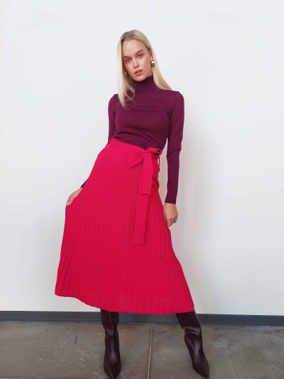 Riin fuchsia pink merino wool skirt