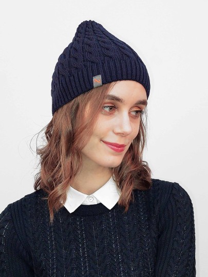 Huty dark blue merino wool hat