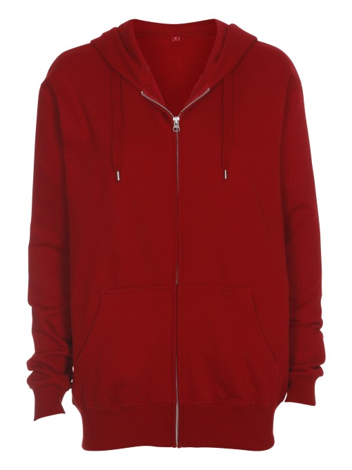 Hooded zip sweat, red