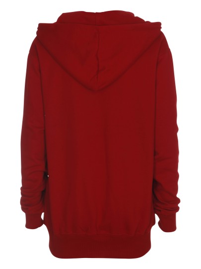 Hooded zip sweat, red