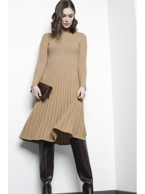 Malyn beige merino wool dress