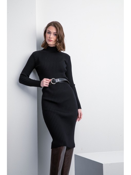 Ailen 110 black merino wool dress