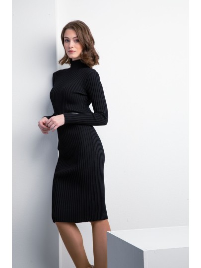 Ailen 110 black merino wool dress